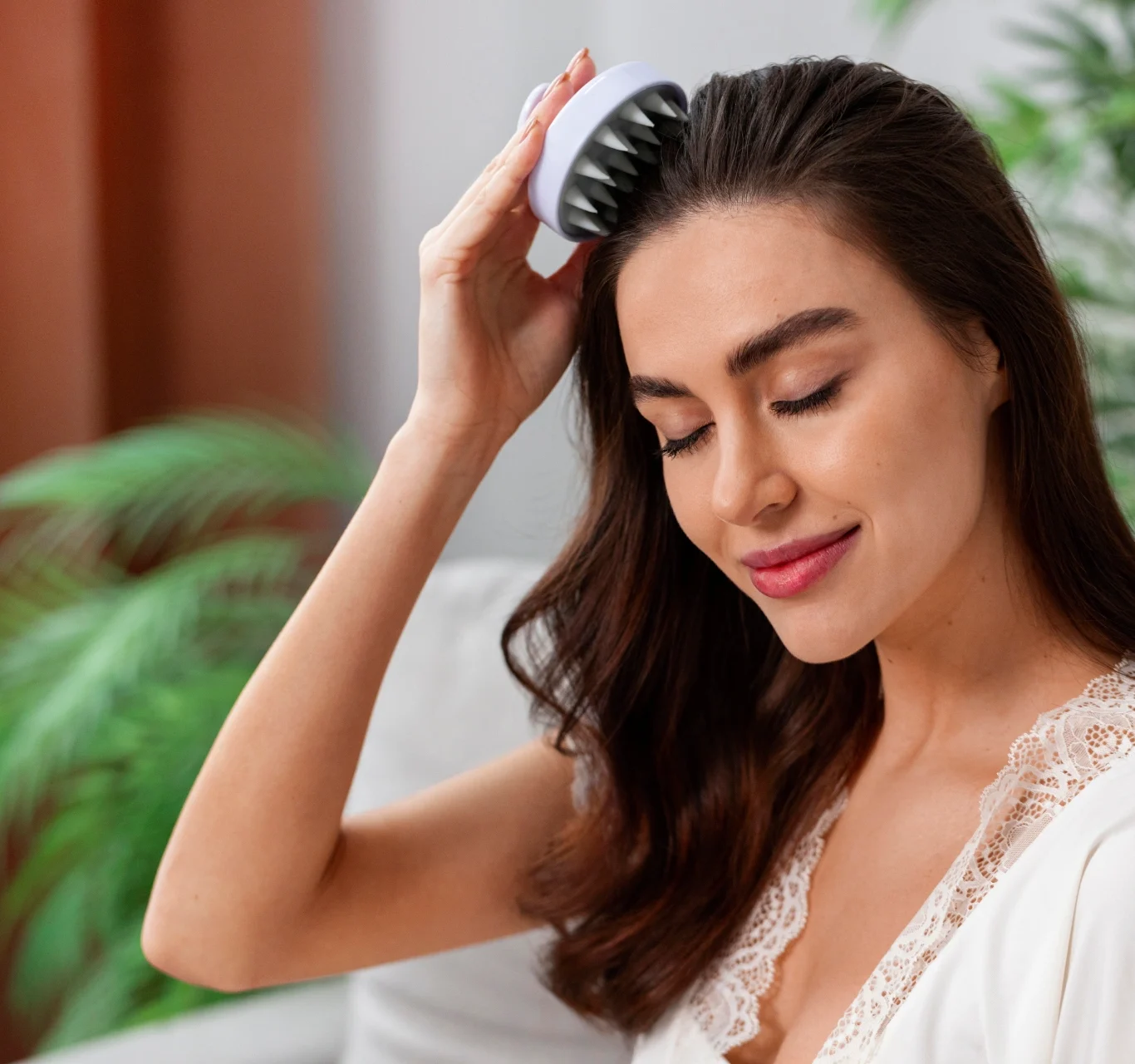 woman doing herself scalp massage