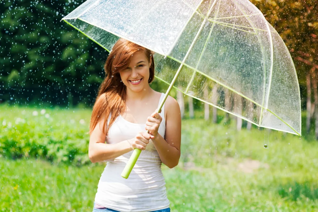 woman with umbrella rain